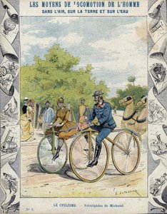 Pierre Michaux ve Michaudine velocipedes - 19. yüzyılın sonlarında okul kitapları için koruyucu bir kılıftan - velocipedes a pedale (les michaudines) Pierre Michaux (1813-1883)