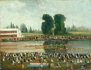 Kürek Sahnesi: Nehir Kıyısından İzleyen Kalabalık, 19. Yüzyılın Sonları. by E. Levy