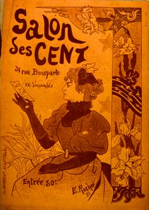 Bir davetiyeyi inceleyen bir kadın, Salon des Cent by E. Rocher