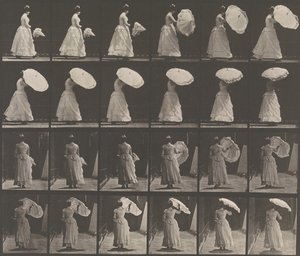 [Şemsiye Açan Kadın], 1883-86, 1887 basılmış. by Eadweard Muybridge