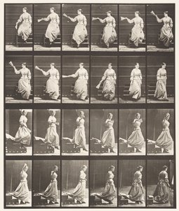 Levha 140. İnen Merdivenler Etrafa Bakıyor ve Vantilatör Sallıyor by Eadweard Muybridge