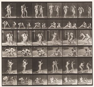 Plaka 245. Yerde Oturan Dönüp Dönen İki Model by Eadweard Muybridge