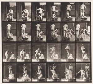 Plaka 407. İki Model, 8 Kova Su 1 Üzerine Dökülme by Eadweard Muybridge