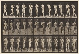 Plaka 46. Yürümek, Bir Hayranla Flört Etmek ve Dönmek by Eadweard Muybridge