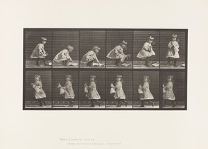 Plaka 481. Çocuk, Oyuncak Bebek Kaldırma, Dönme ve Yürüme, 1885 by Eadweard Muybridge