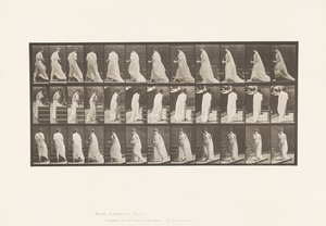 Plaka 97. Elinde Sürahi ve Kadehle Merdivenleri Çıkmak İçin Dönmek by Eadweard Muybridge
