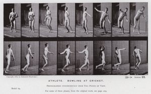 Hareket Halindeki İnsan Figürü: Atlet, krikette bowling (s/b fotoğraf) by Eadweard Muybridge