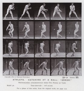 Hareket Halindeki İnsan Figürü: Atlet, topu yakalama, "hata" (s/b fotoğraf) by Eadweard Muybridge