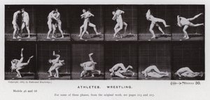 Hareket Halindeki İnsan Figürü: Sporcular, Güreş (s/b fotoğraf) by Eadweard Muybridge