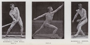 Hareket Halindeki İnsan Figürü: Beyzbol, alçak top; Beyzbol, hata (s/b fotoğraf) by Eadweard Muybridge