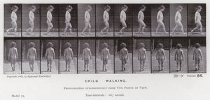 Hareket Halindeki İnsan Figürü: Çocuk, Yürüyüş (s/b fotoğraf) by Eadweard Muybridge