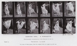 Hareket Halindeki İnsan Figürü: Dans eden kız, bir piruet (s/b fotoğraf) by Eadweard Muybridge