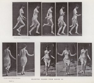 Hareket Halindeki İnsan Figürü: 53. seriden seçilmiş aşamalar (s/b fotoğraf) by Eadweard Muybridge
