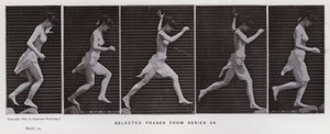 Hareket Halindeki İnsan Figürü: 54. seriden seçilmiş aşamalar (s/b fotoğraf) by Eadweard Muybridge