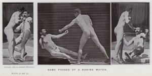 Hareket Halindeki İnsan Figürü: Bir boks maçının bazı aşamaları (s/b fotoğraf) by Eadweard Muybridge