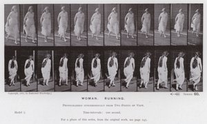 Hareket Halindeki İnsan Figürü: Kadın, Koşma (s/b fotoğraf) by Eadweard Muybridge