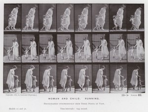 Hareket Halindeki İnsan Figürü: Kadın ve Çocuk, Koşmak by Eadweard Muybridge