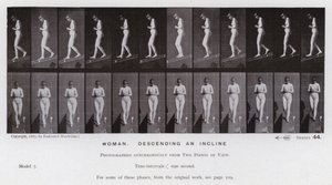 Hareket Halindeki İnsan Figürü: Eğimden inen kadın (s/b fotoğraf) by Eadweard Muybridge