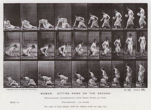 Hareket Halindeki İnsan Figürü: Yerde oturan kadın (s/b fotoğraf) by Eadweard Muybridge