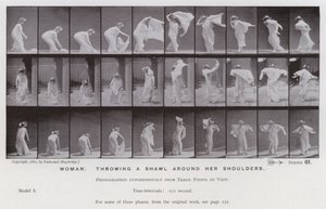 Hareket Halindeki İnsan Figürü: Omuzlarına şal atan kadın (s/b fotoğraf) by Eadweard Muybridge