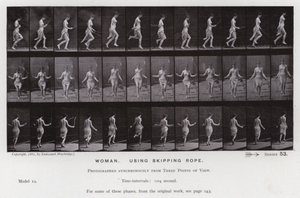 Hareket Halindeki İnsan Figürü: İp atlayan kadın (s/b fotoğraf) by Eadweard Muybridge