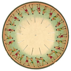 erkek boksunu gösteren zoopraxiscope diski, 1893 by Eadweard Muybridge