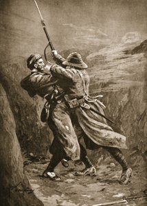 Er Lavin, Gelibolu'daki Suvla Koyu'nda bir İngiliz sapında bir Türk bombacısı ile boğuşuyor. by Edgar Alfred Holloway