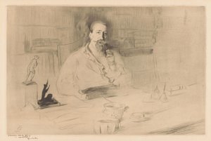 Masasının arkasında Anatole France portresi by Edgar Chahine (signed by artist)