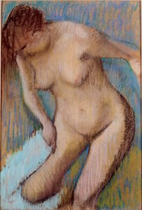 Çıplak kadın banyo yaptıktan sonra sağ uyluğunu siliyor. Edgar Degas (1834-1917) 1866 Güneş