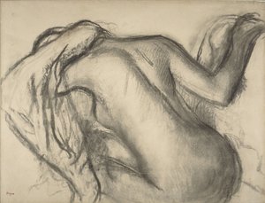 Banyodan Sonra, Saçını Kurutan Kadın, 1893-98 dolayları (kağıt üzerinde kömür ve kahverengi tebeşir) by Edgar Degas
