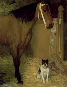 Ahırda, At ve Köpek, 1862 dolayları by Edgar Degas