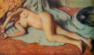 Yüzücü yerde yatarken, c1885 by Edgar Degas