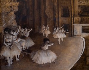 Sahnede bale tekrarı. 1874. Tuval üzerine yağlı boya. by Edgar Degas