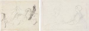 At Üzerinde Zırhlı Figürlü Savaş Sahnesi (rekto) İki Oturan Kadın (verso) by Edgar Degas