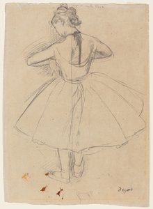 Dansçı Ayakta, Arkadan Görünüm; Ayakta dansçı, arkadan görünüm, 1872-1873 by Edgar Degas
