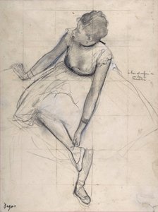 Ayakkabısını ayarlayan dansçı (balerin). Edgar Degas (1834-1917) New York City tarafından çizim. Metropolitan Sanat Müzesi. by Edgar Degas