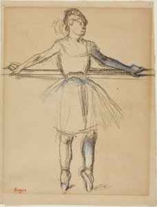 Dancer at the Bar (on Point), c.1885 (pastel ile kömür ve taba rengi kağıt üzerine estompe) by Edgar Degas