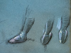 Sırt ve üç ayaklı dansçı (detay). 1878 civarında. Kağıt üzerinde kömür ve pastel by Edgar Degas