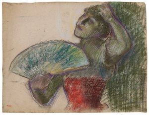 Fanlı Dansçı; Danseuse bir "hatta kuyruğu, c.1894 by Edgar Degas