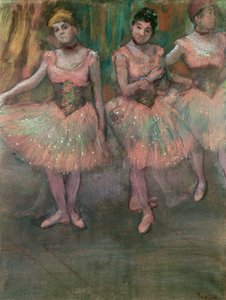 Somon renkli etek giyen dansçılar by Edgar Degas