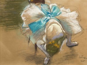 Terliklerini bağlayan dansçı, 1887. by Edgar Degas