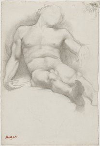 Çalışma - Yatan Çıplak Adam by Edgar Degas