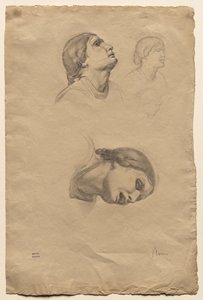 Genç Bir İtalyan Kadının Başkanının Dört Çalışması, 1856. by Edgar Degas