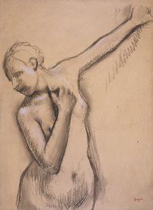Yarım Boy Çıplak Kız, 1895 dolayları (aydınger kağıdı üzerinde beyazla yükseltilmiş karakalem)