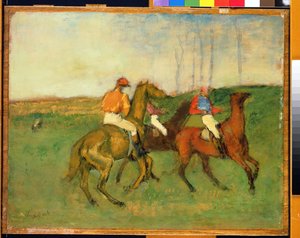 Jokeyler ve Yarış Atları, c.1890-95 by Edgar Degas