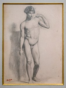 Adam ayakta. 1856-1858 civarında. Kağıt üzerinde grafit. by Edgar Degas