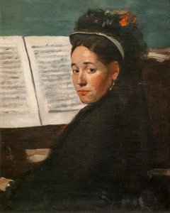 Bayan Dihau piyano başında. 1870 civarı. Tuval üzerine yağlı boya. by Edgar Degas
