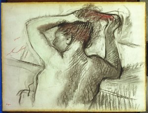çıplak saçını tarama by Edgar Degas