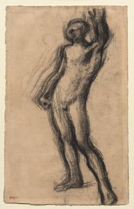 Çıplak Adam Ayakta, Sol Eli Kaldırılmış, c. 1900. by Edgar Degas