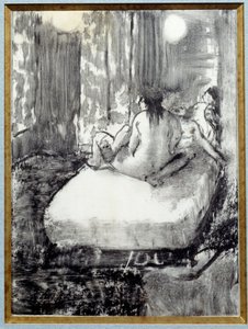 Yatakta Edgar Degas tarafından Çin kağıdı üzerine siyah mürekkeple Monotype by Edgar Degas